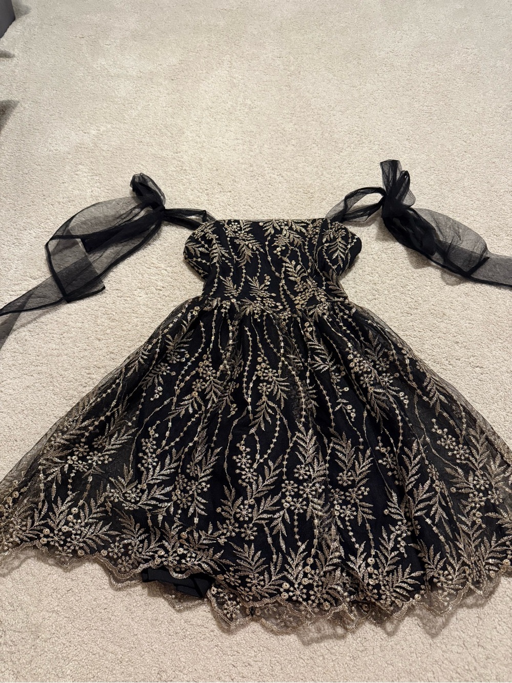Francesca's Collections Black Dress with Gold Embroidery